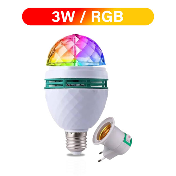 Lâmpada Giratória Colorida com Bocal 3W RGB