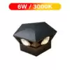 Arandela 5 Fachos Preto 6W 3000K