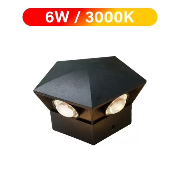 Arandela 5 Fachos Preto 6W 3000K